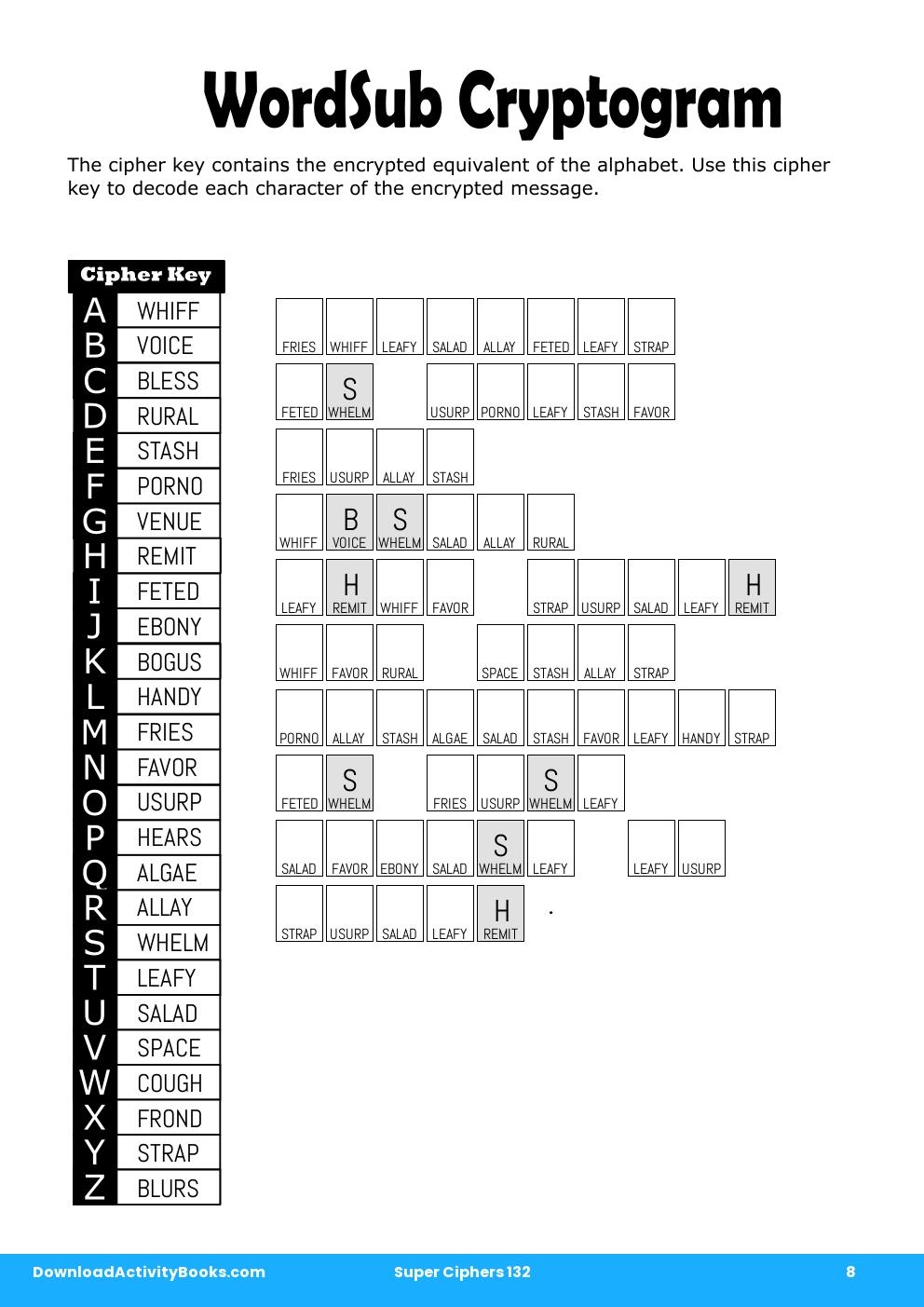 WordSub Cryptogram in Super Ciphers 132