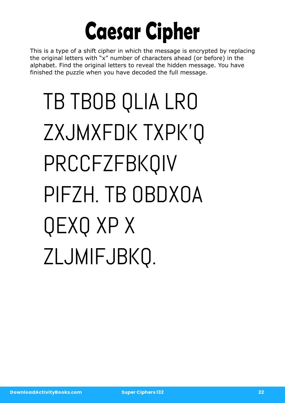 Caesar Cipher in Super Ciphers 132