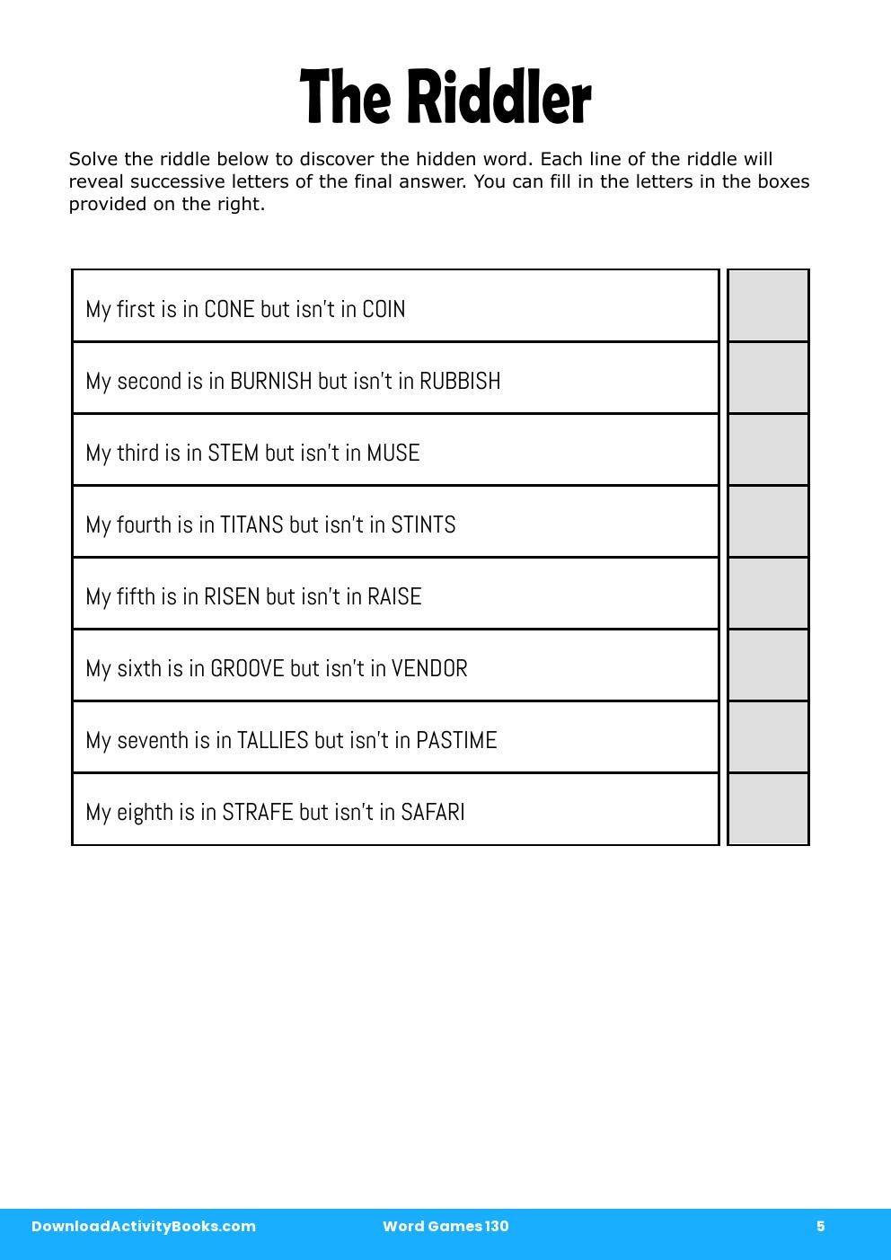 The Riddler in Word Games 130