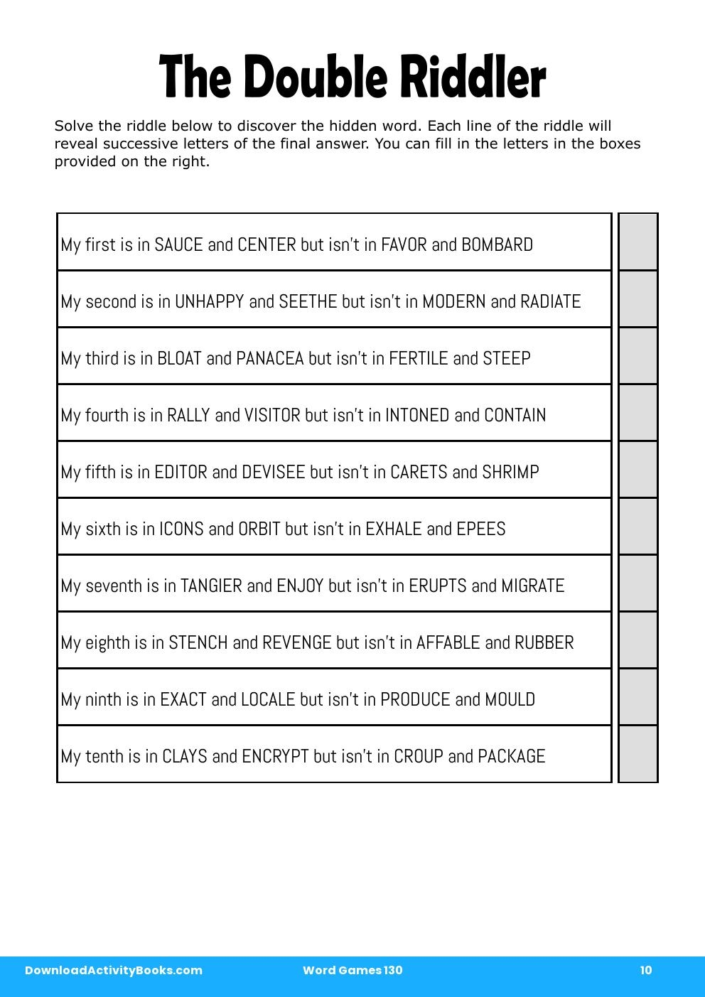 The Double Riddler in Word Games 130