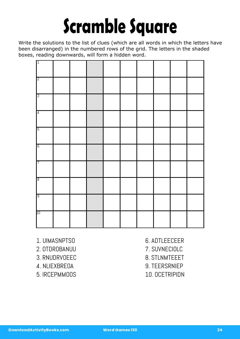 Scramble Square in Word Games 130