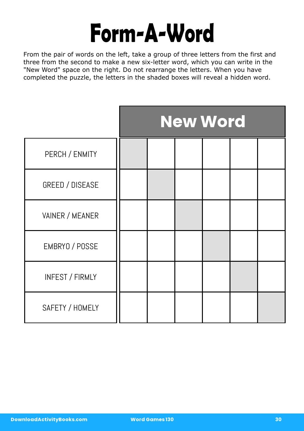 Form-A-Word in Word Games 130