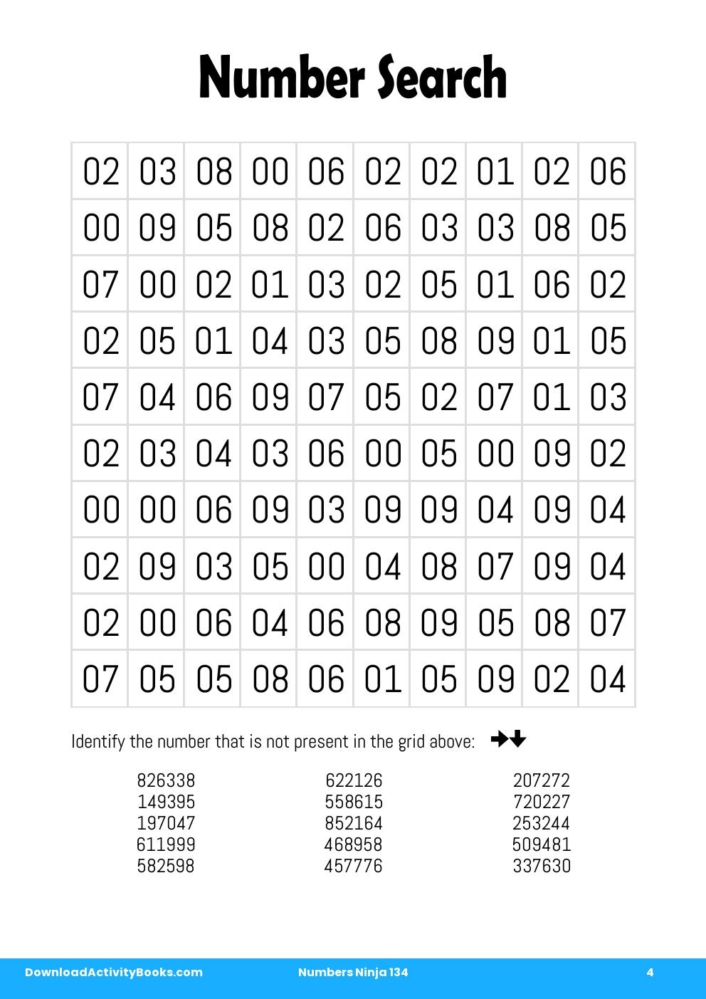 Number Search in Numbers Ninja 134