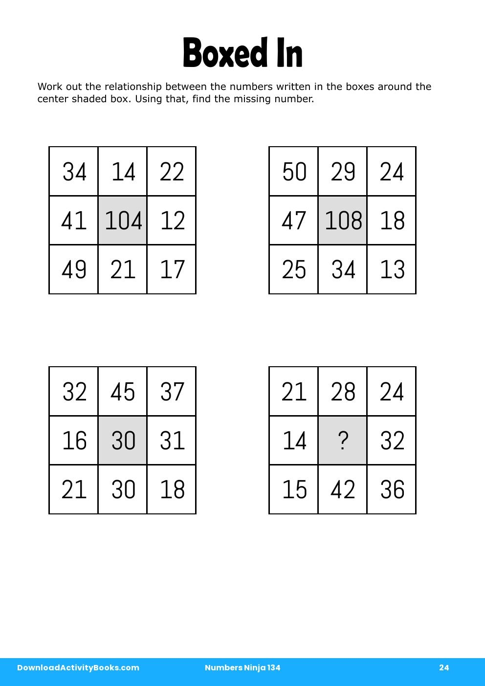 Boxed In in Numbers Ninja 134