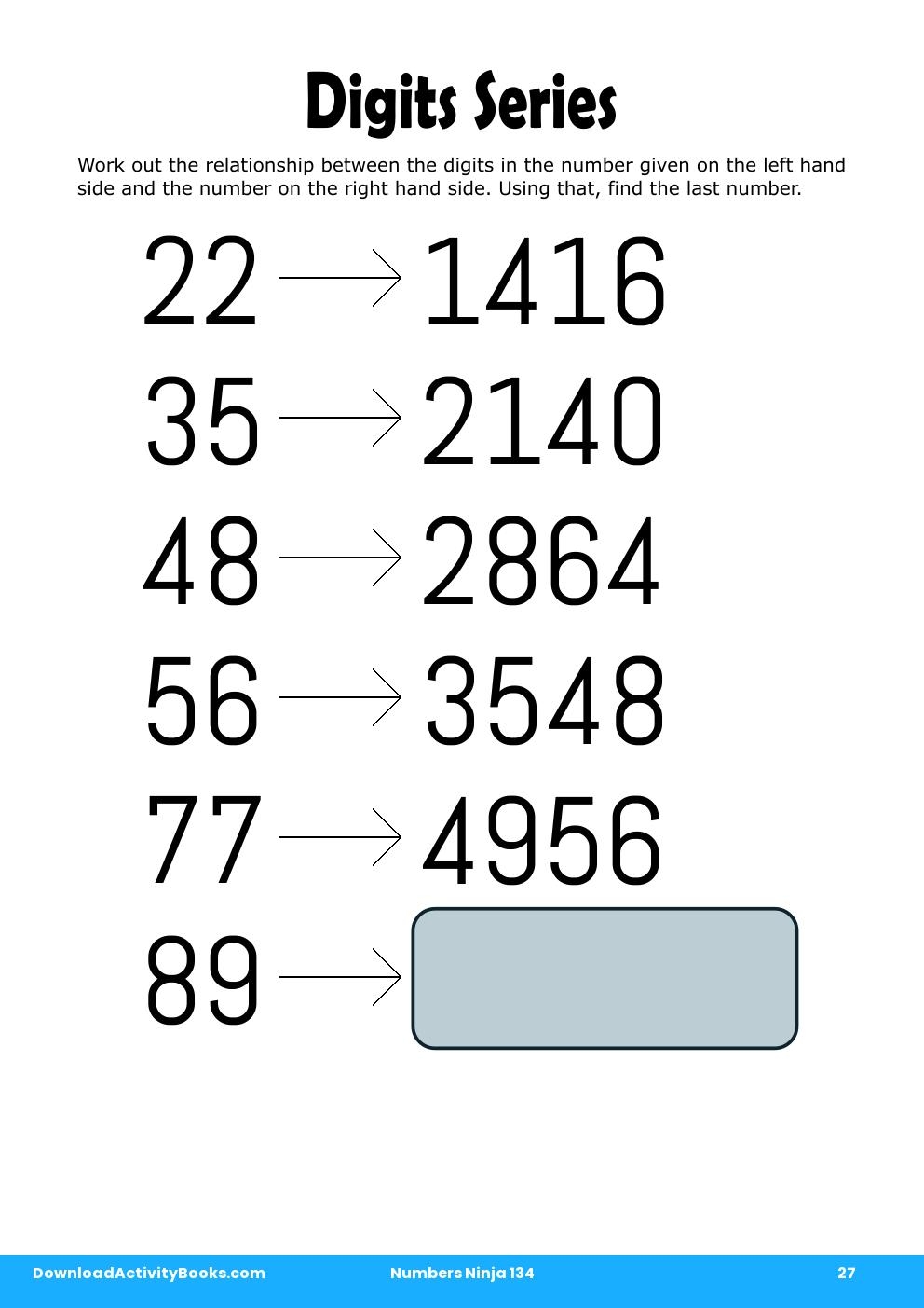 Digits Series in Numbers Ninja 134