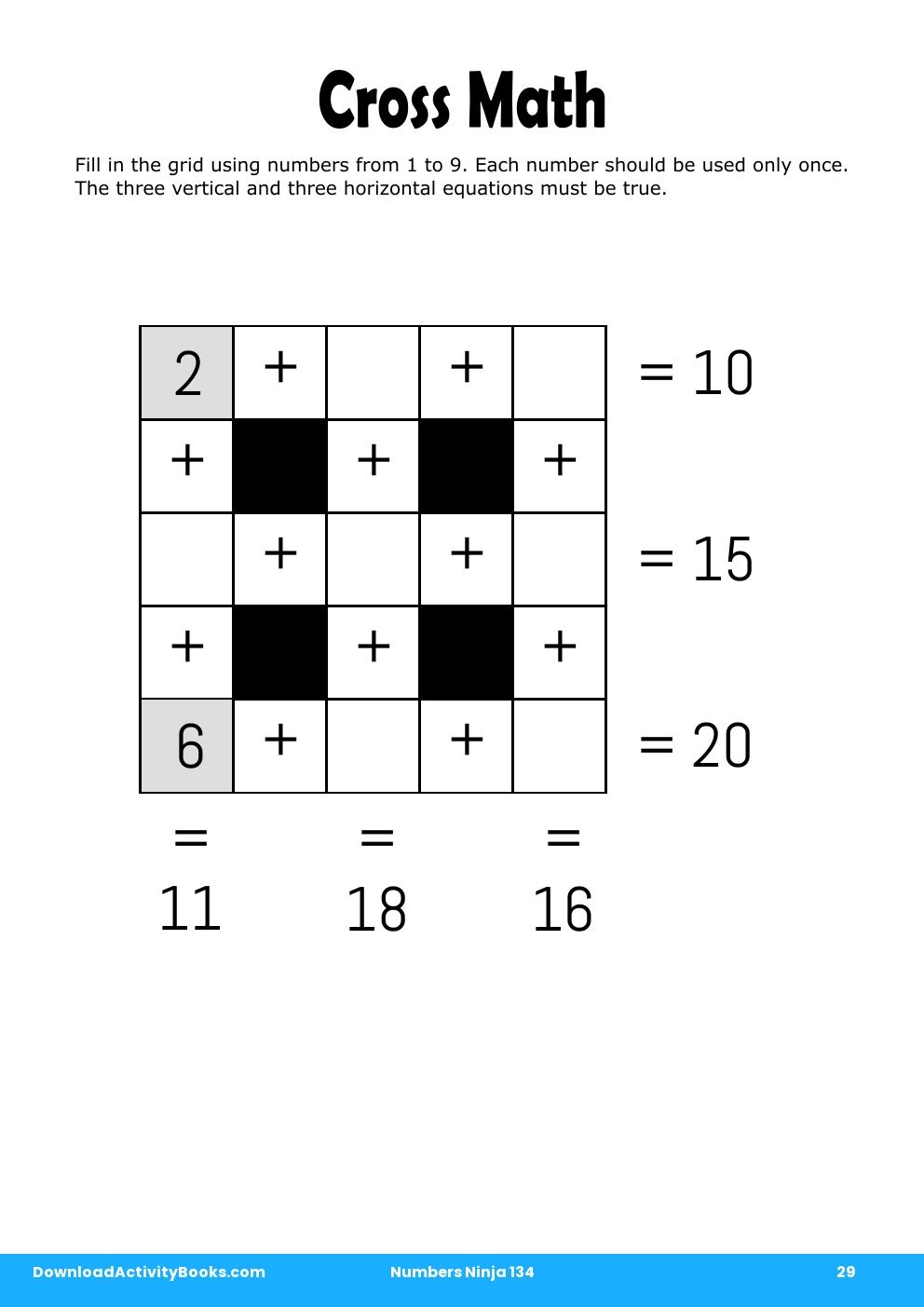 Cross Math in Numbers Ninja 134