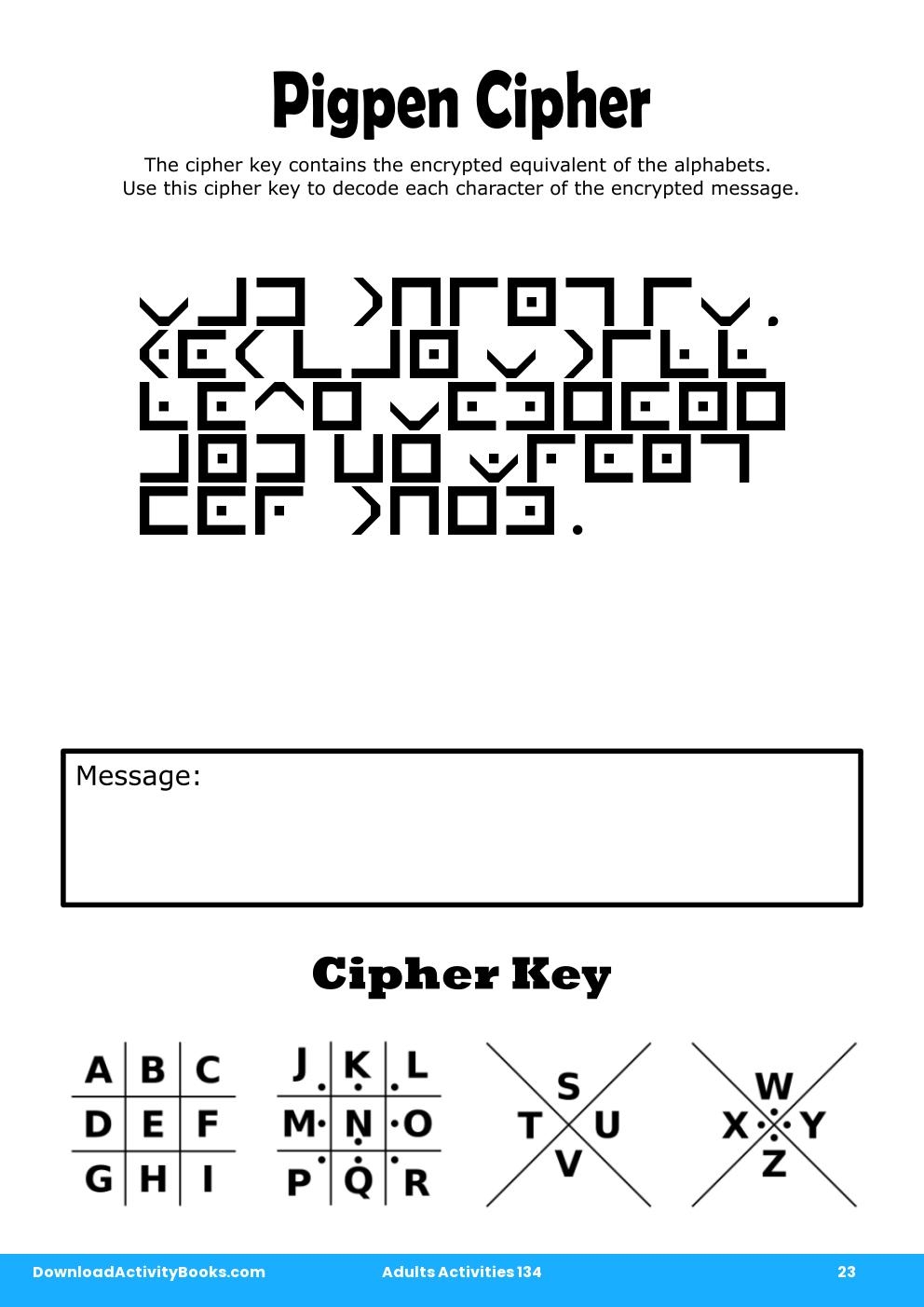 Pigpen Cipher in Adults Activities 134