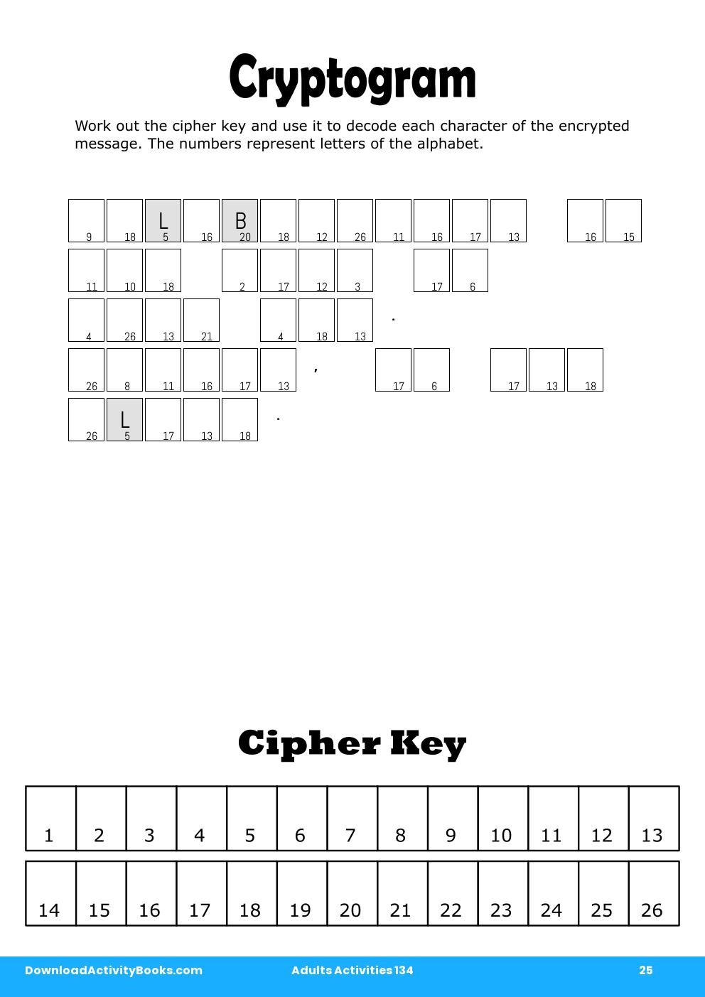 Cryptogram in Adults Activities 134