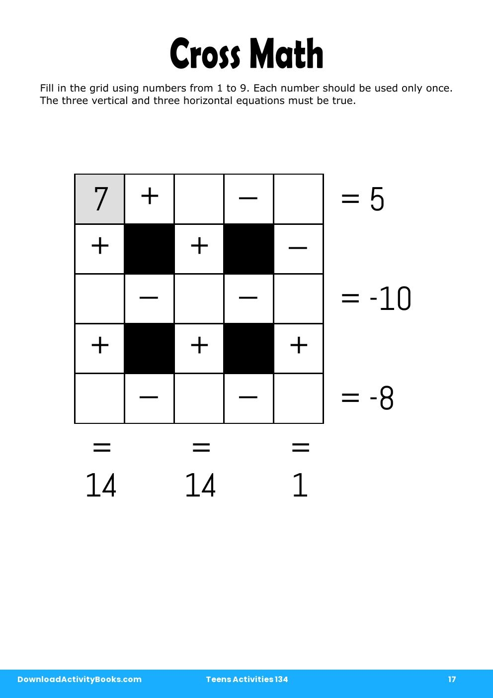 Cross Math in Teens Activities 134