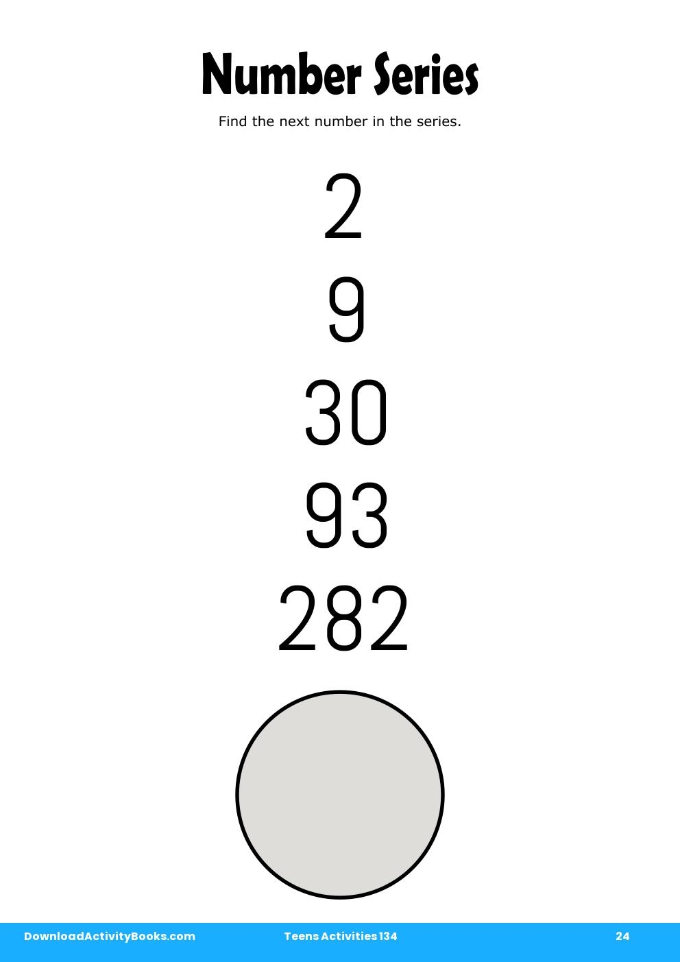 Number Series in Teens Activities 134