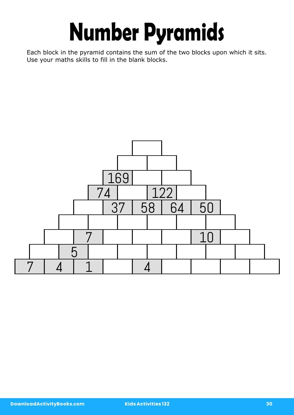 Number Pyramids in Kids Activities 132