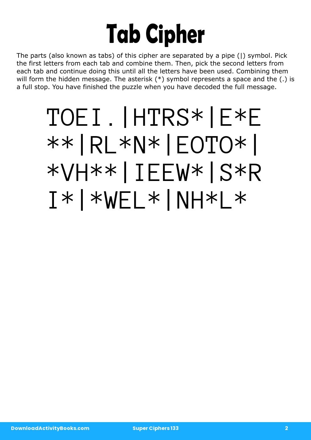 Tab Cipher in Super Ciphers 133