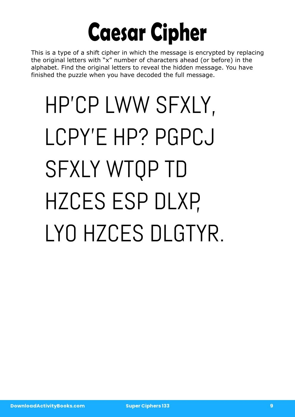 Caesar Cipher in Super Ciphers 133