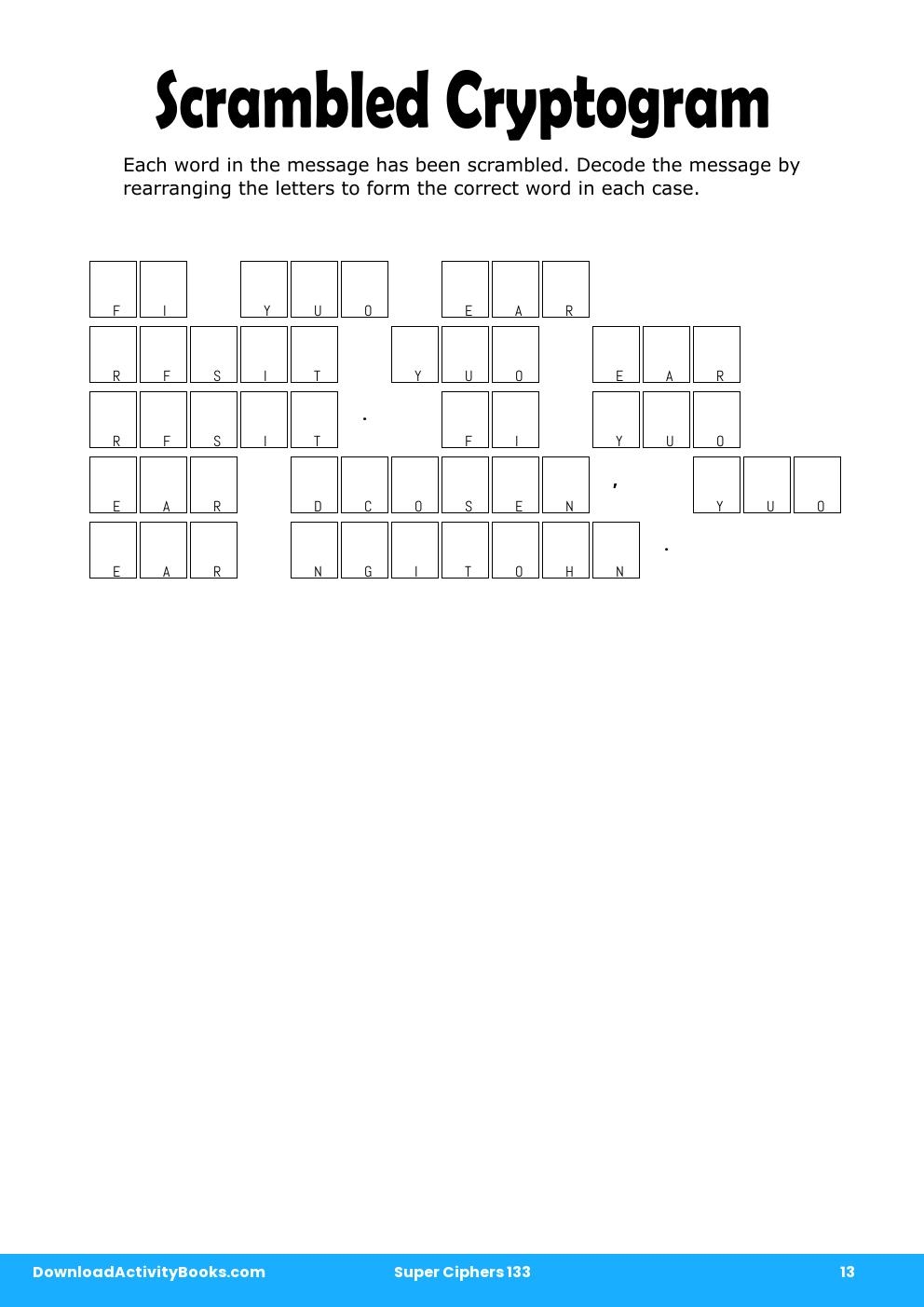 Scrambled Cryptogram in Super Ciphers 133