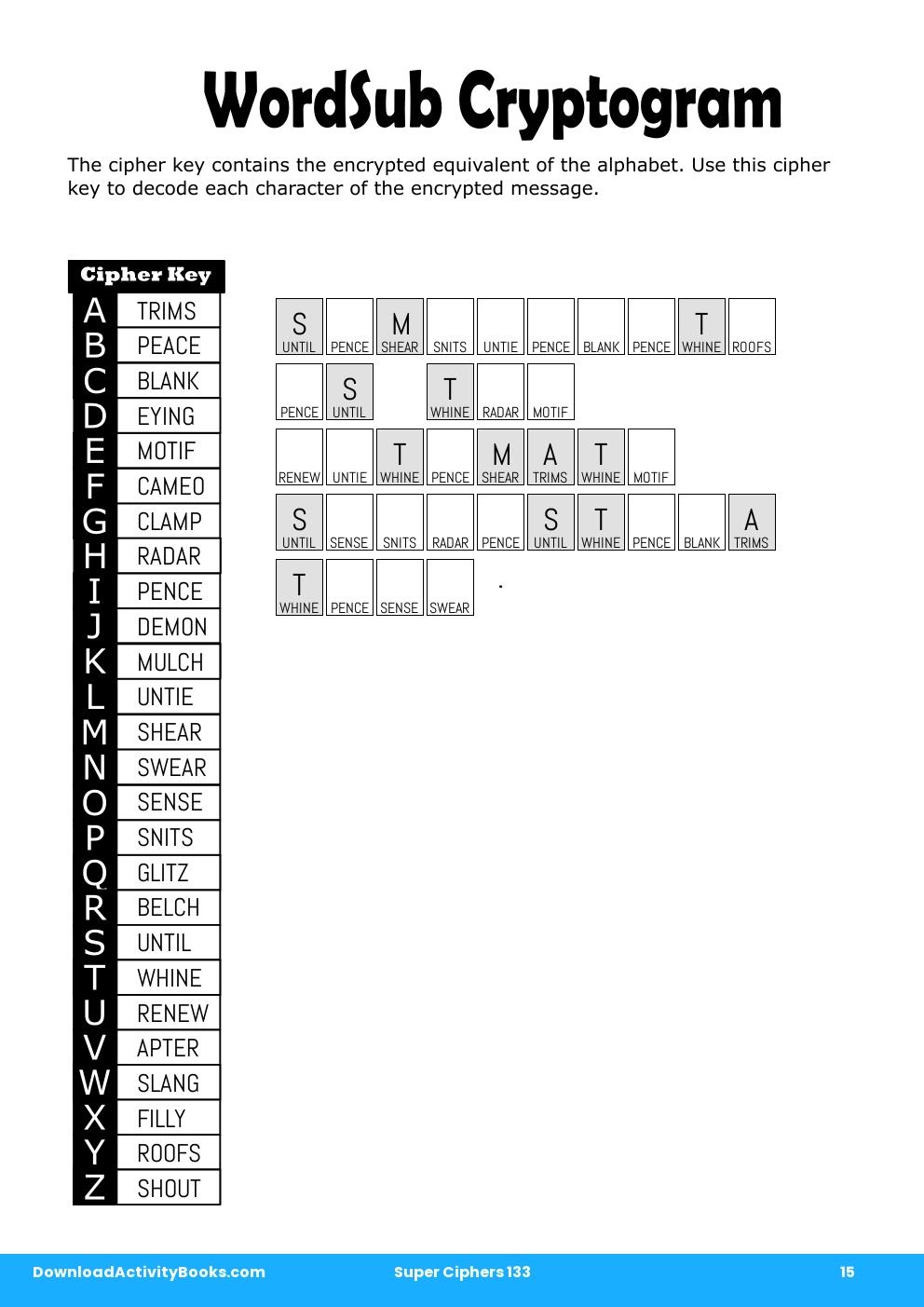 WordSub Cryptogram in Super Ciphers 133