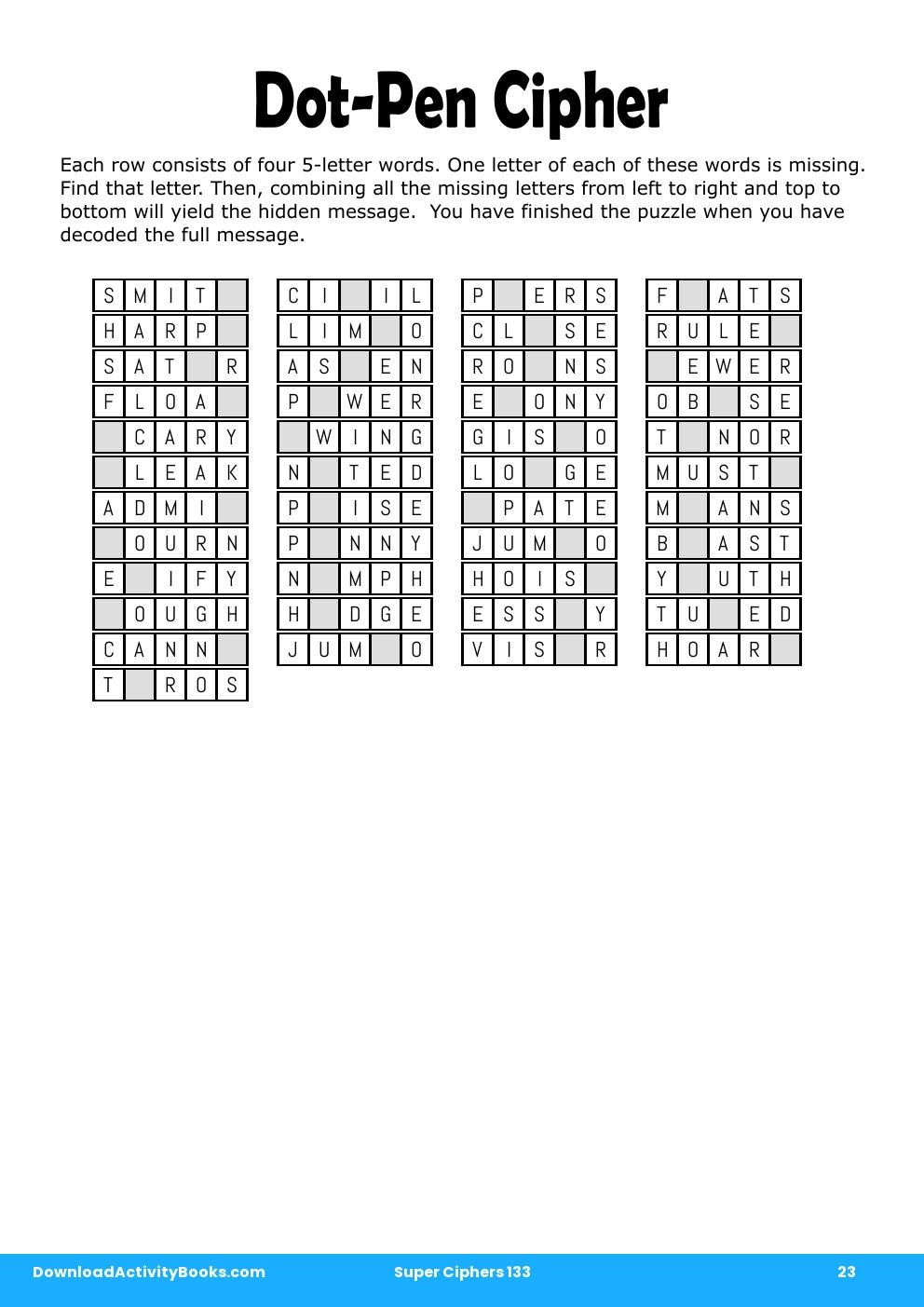 Dot-Pen Cipher in Super Ciphers 133