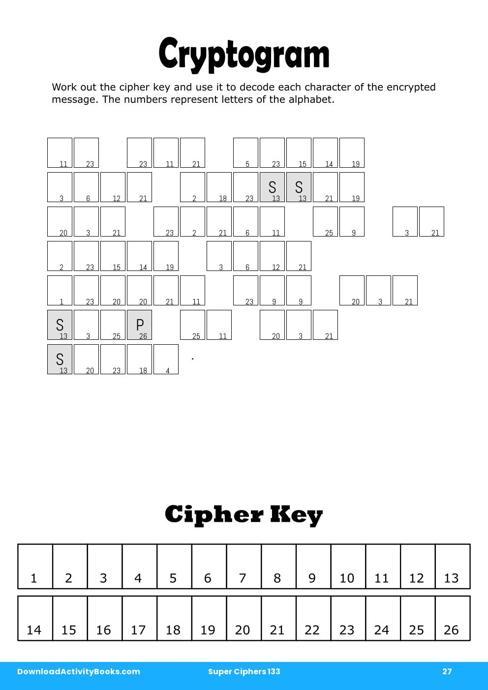 Cryptogram in Super Ciphers 133