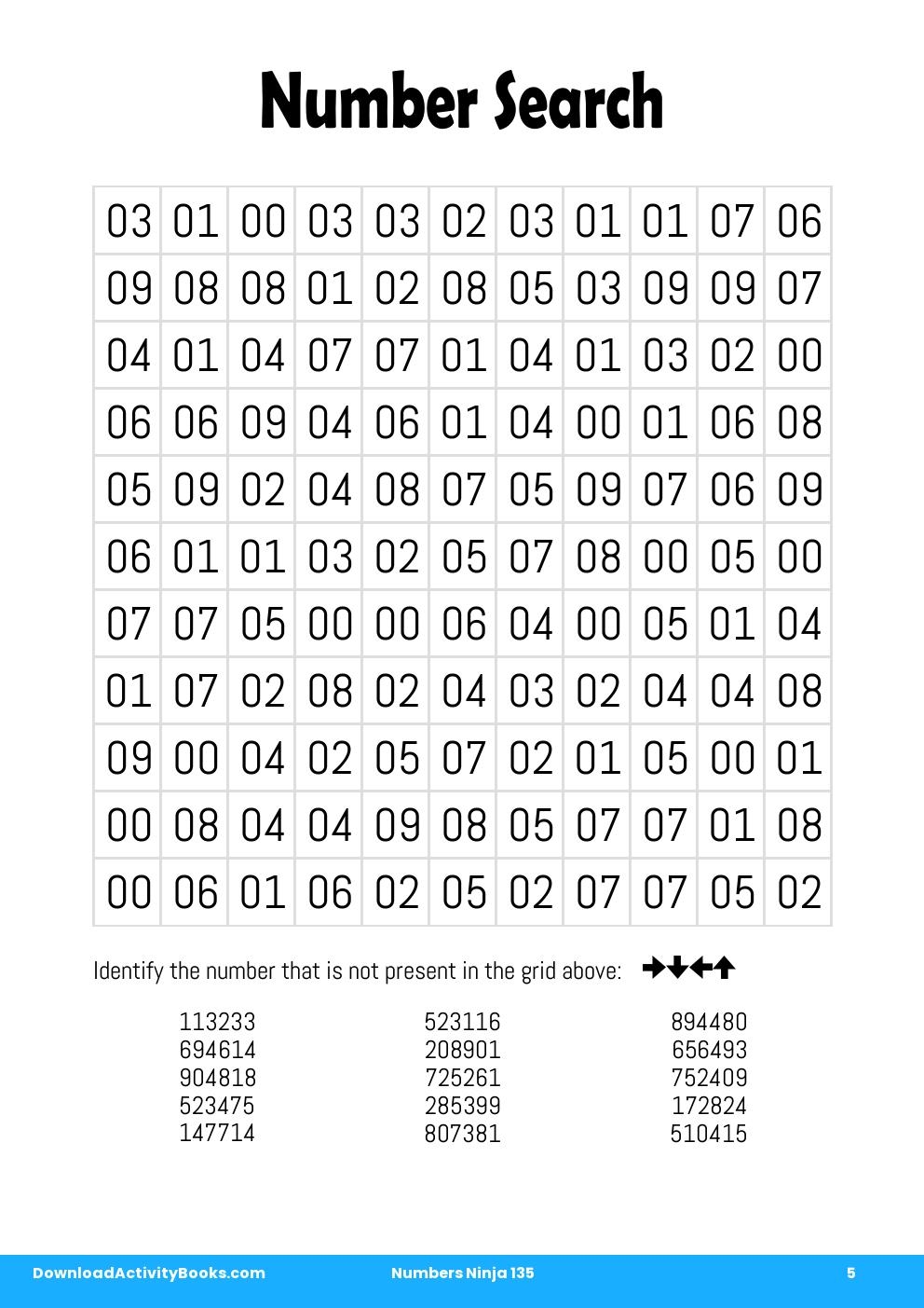 Number Search in Numbers Ninja 135