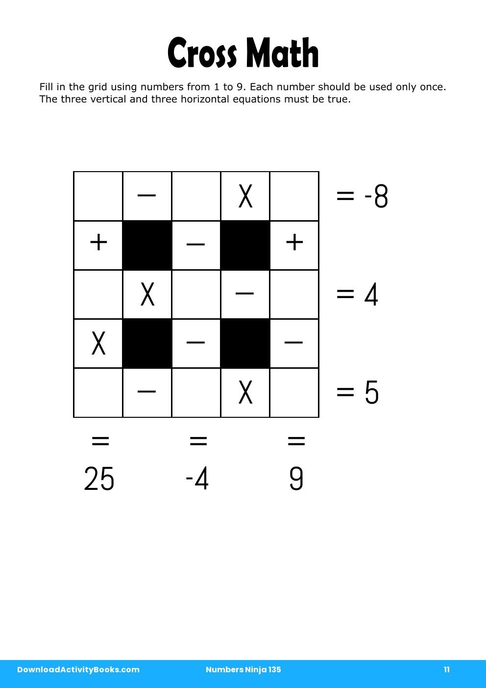 Cross Math in Numbers Ninja 135