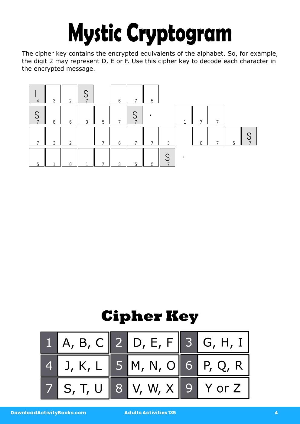 Mystic Cryptogram in Adults Activities 135