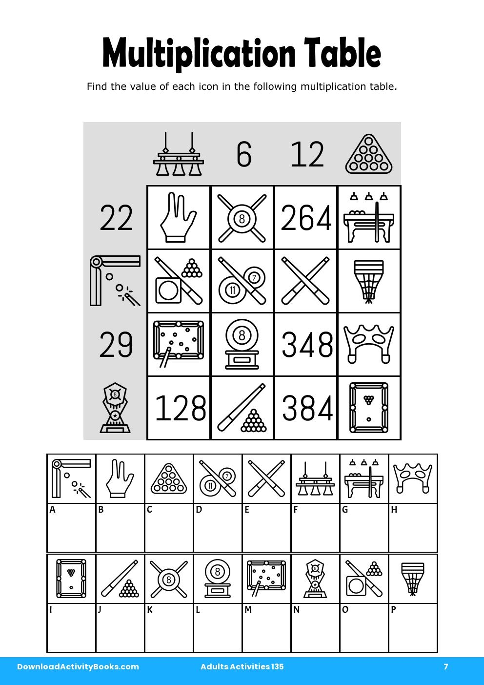 Multiplication Table in Adults Activities 135