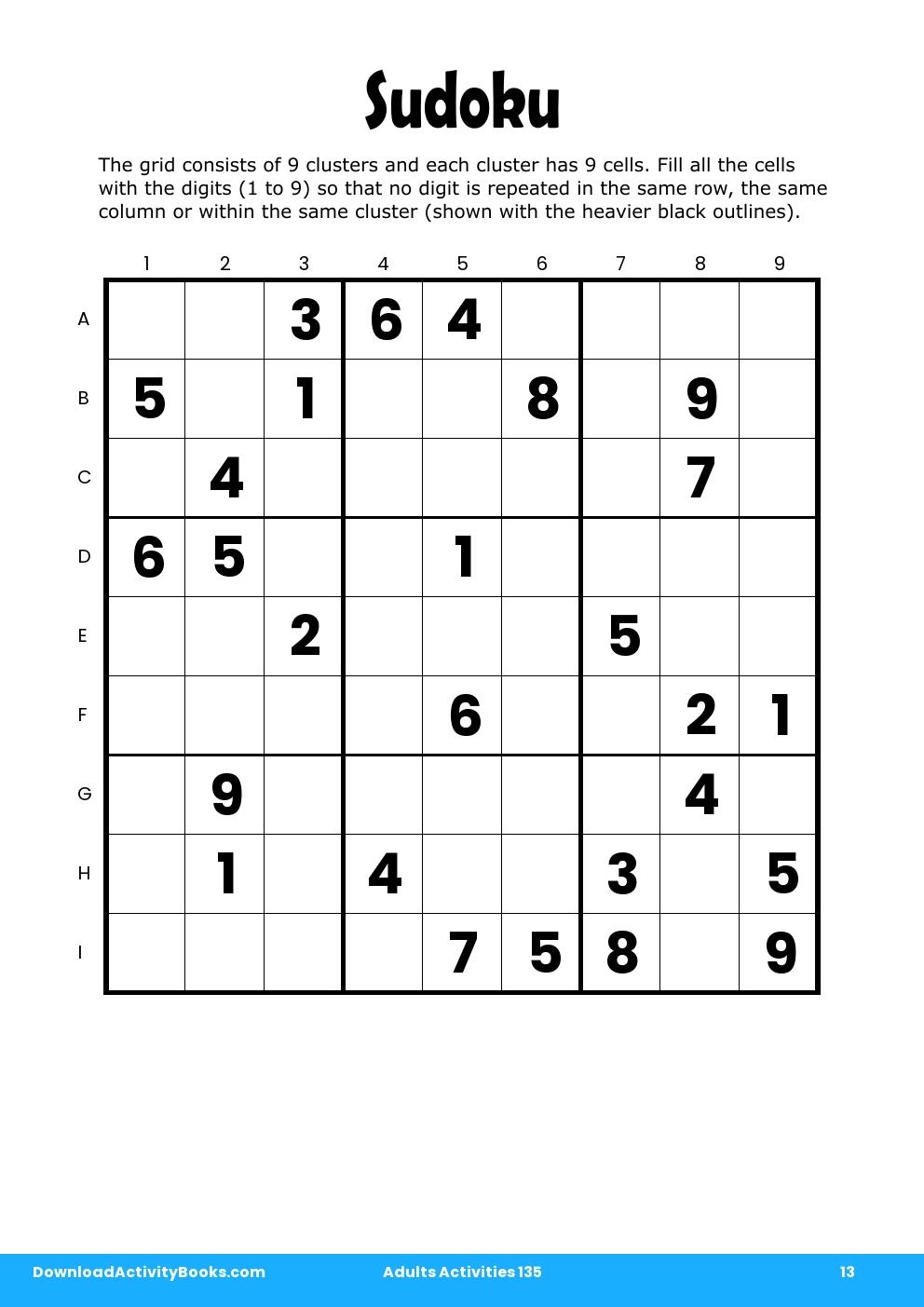 Sudoku in Adults Activities 135