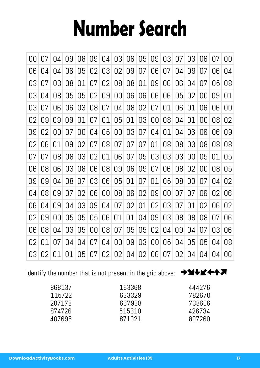 Number Search in Adults Activities 135