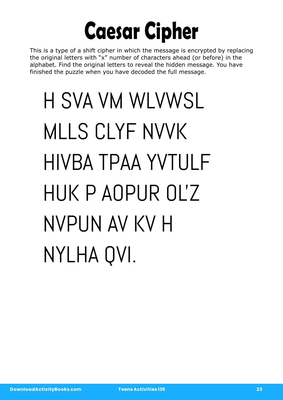 Caesar Cipher in Teens Activities 135