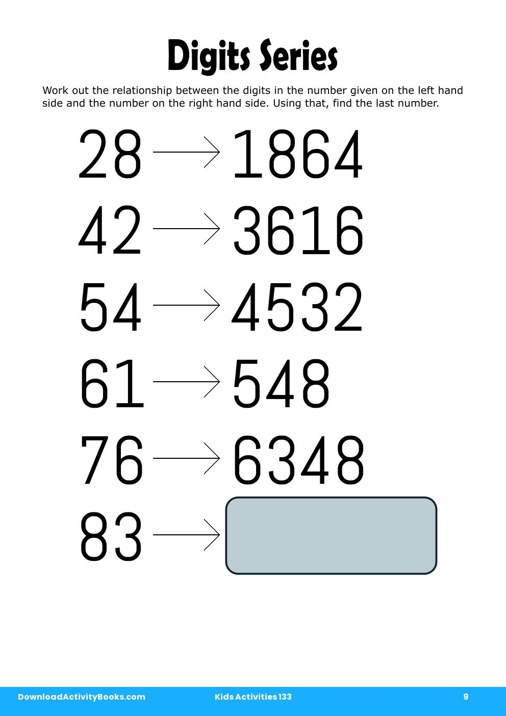 Digits Series in Kids Activities 133