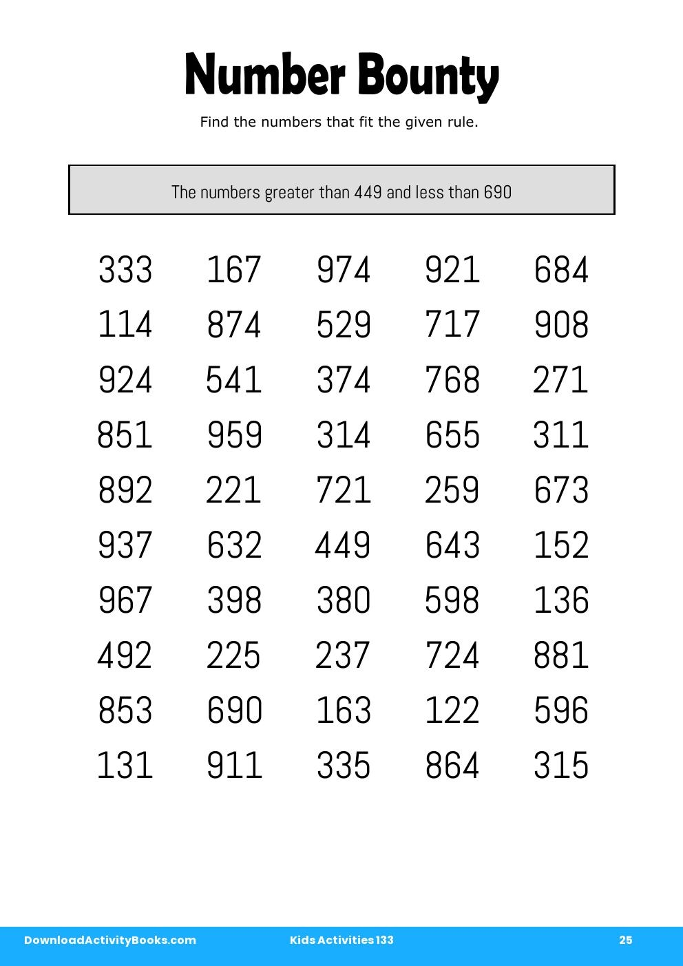 Number Bounty in Kids Activities 133