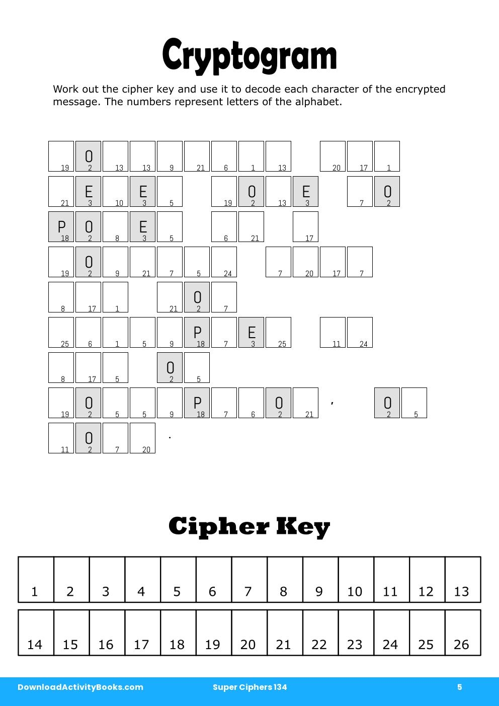 Cryptogram in Super Ciphers 134