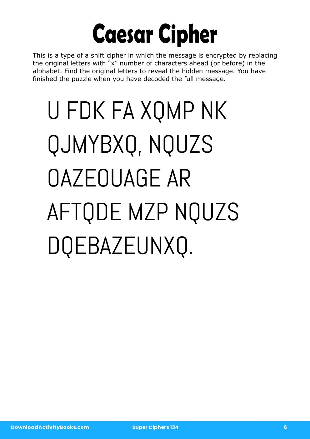 Caesar Cipher in Super Ciphers 134