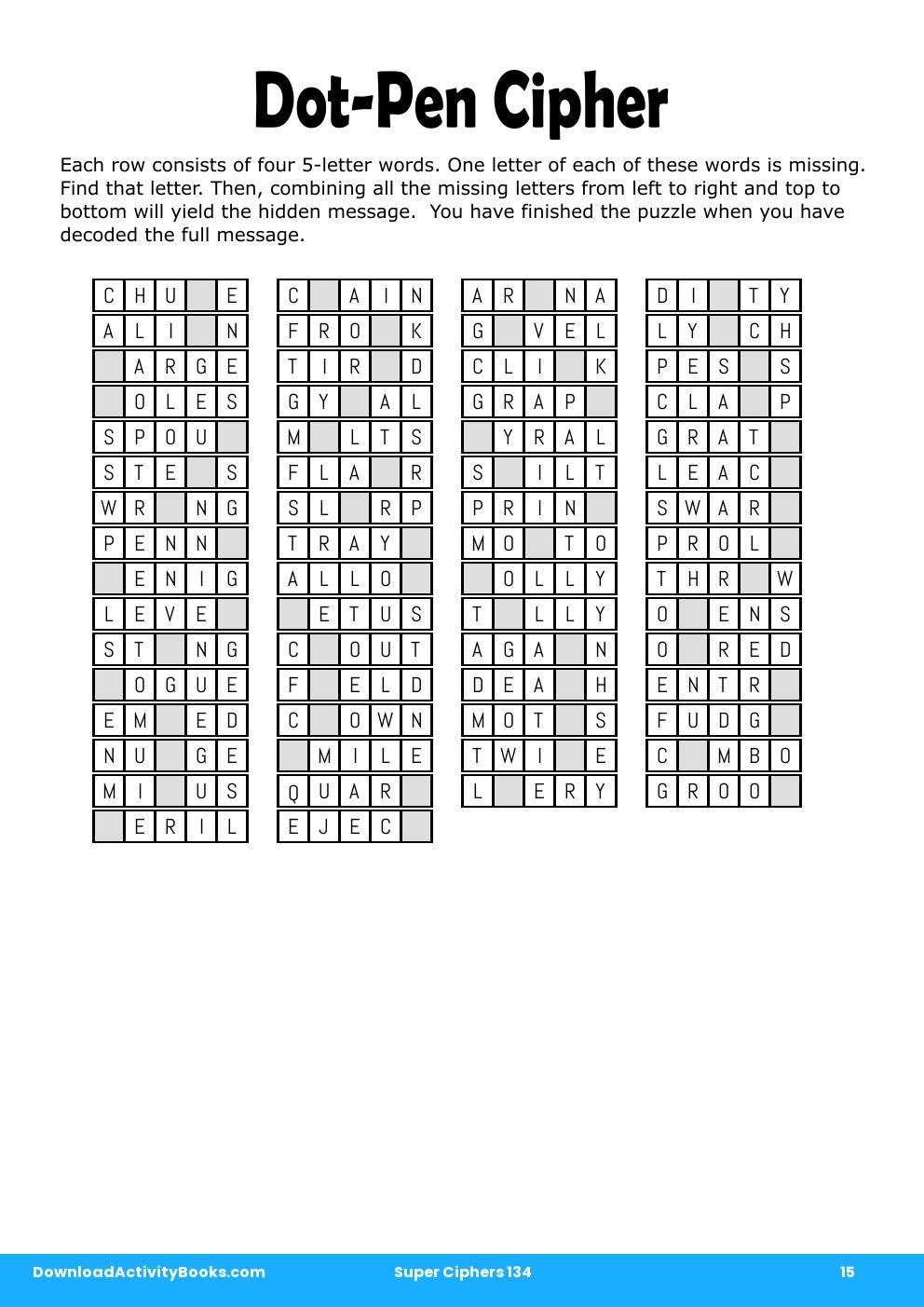 Dot-Pen Cipher in Super Ciphers 134