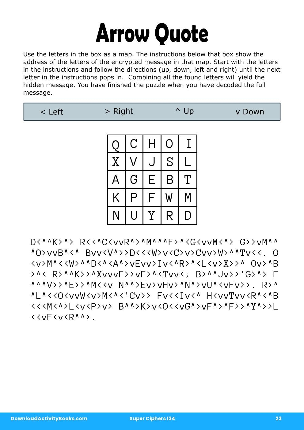 Arrow Quote in Super Ciphers 134