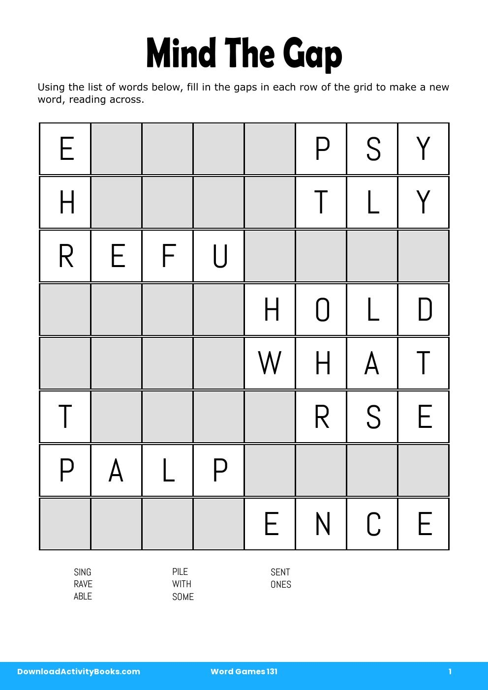 Mind The Gap in Word Games 131