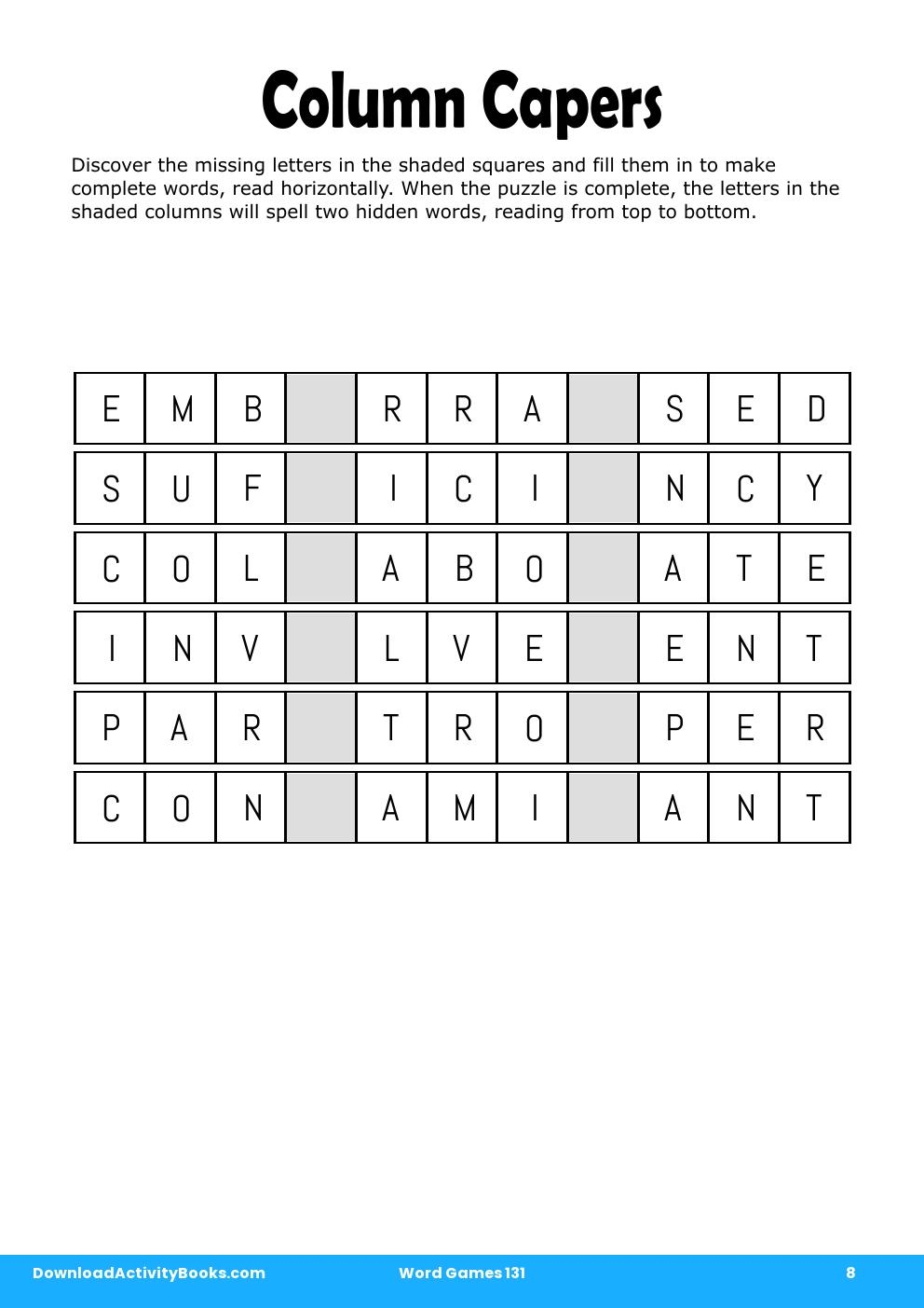 Column Capers in Word Games 131