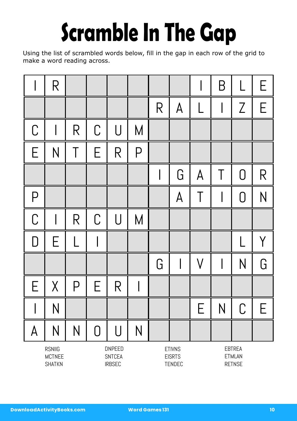 Scramble In The Gap in Word Games 131