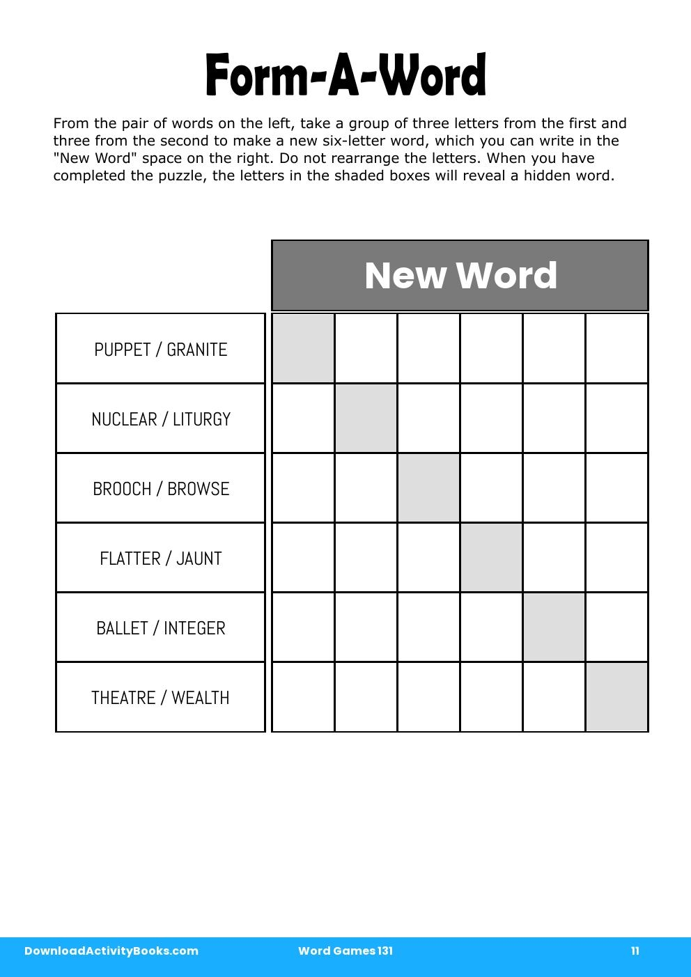 Form-A-Word in Word Games 131