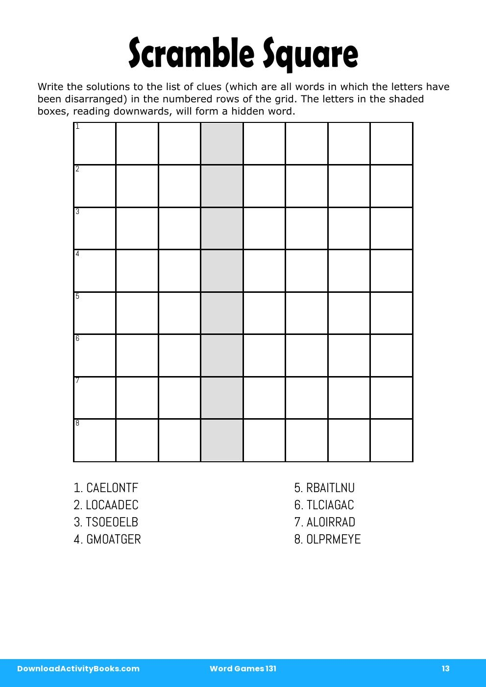 Scramble Square in Word Games 131