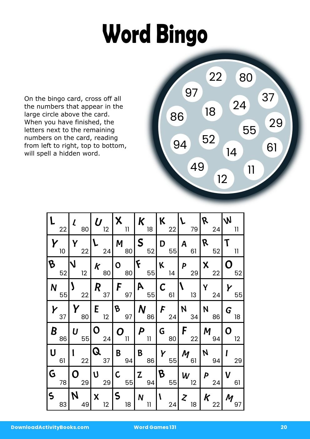 Word Bingo in Word Games 131