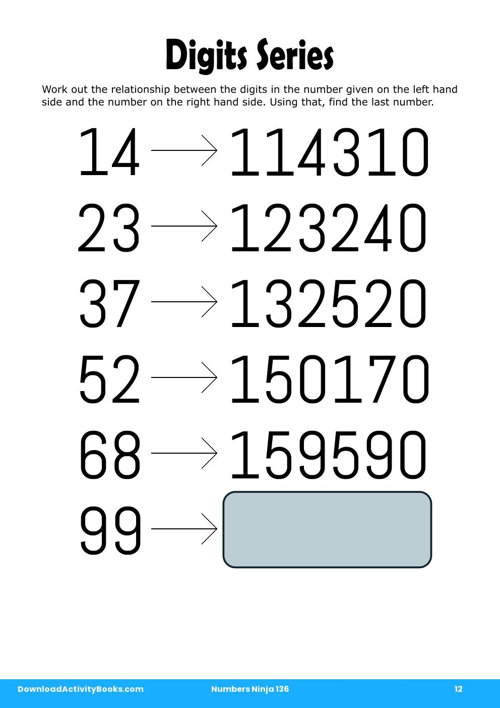 Digits Series in Numbers Ninja 136