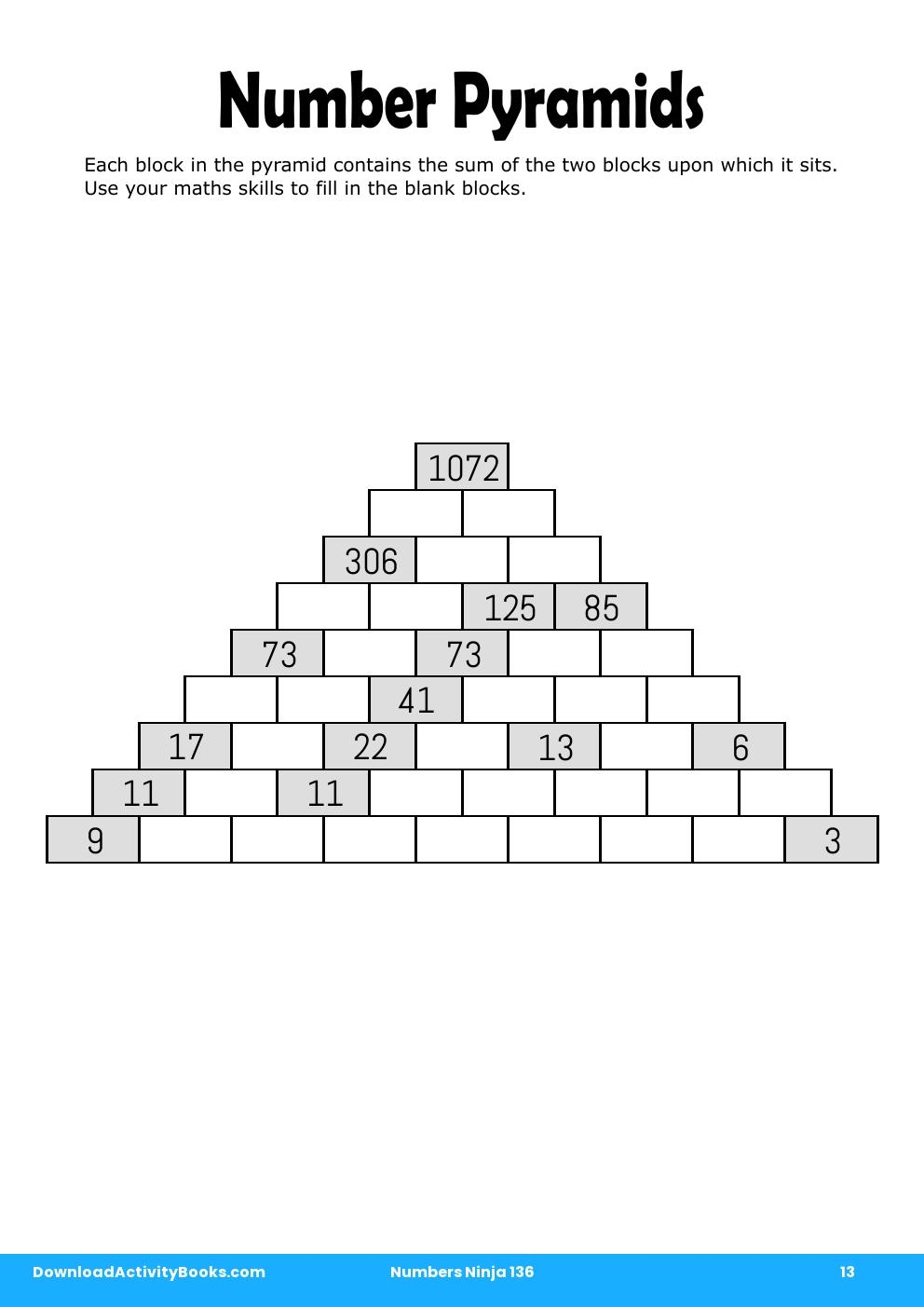 Number Pyramids in Numbers Ninja 136