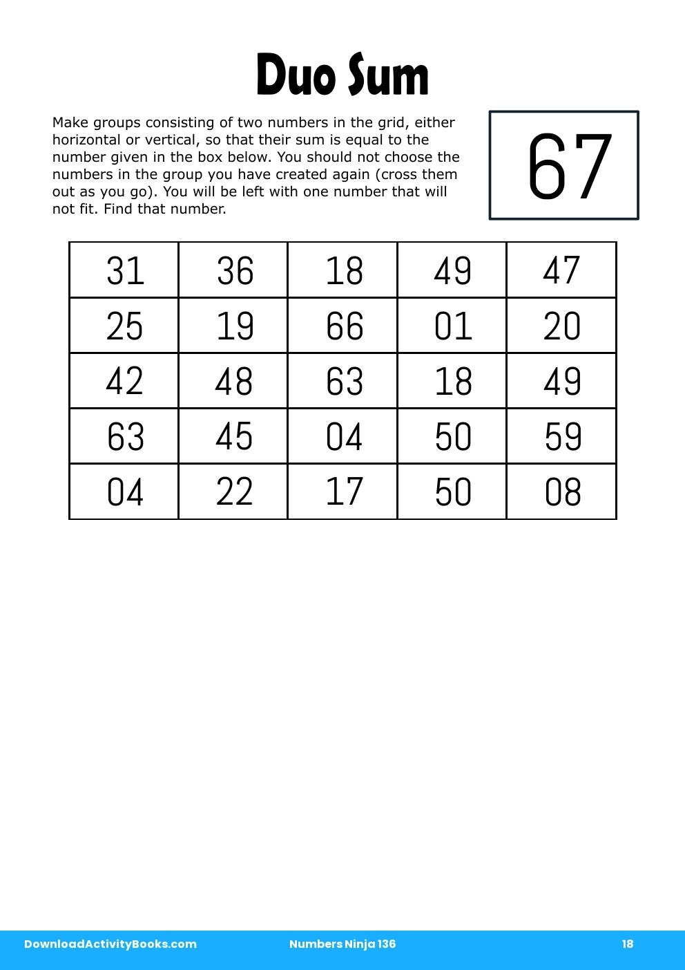 Duo Sum in Numbers Ninja 136