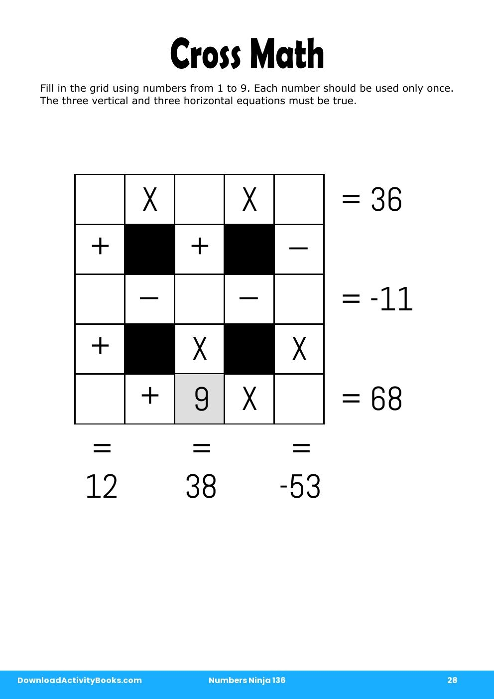 Cross Math in Numbers Ninja 136