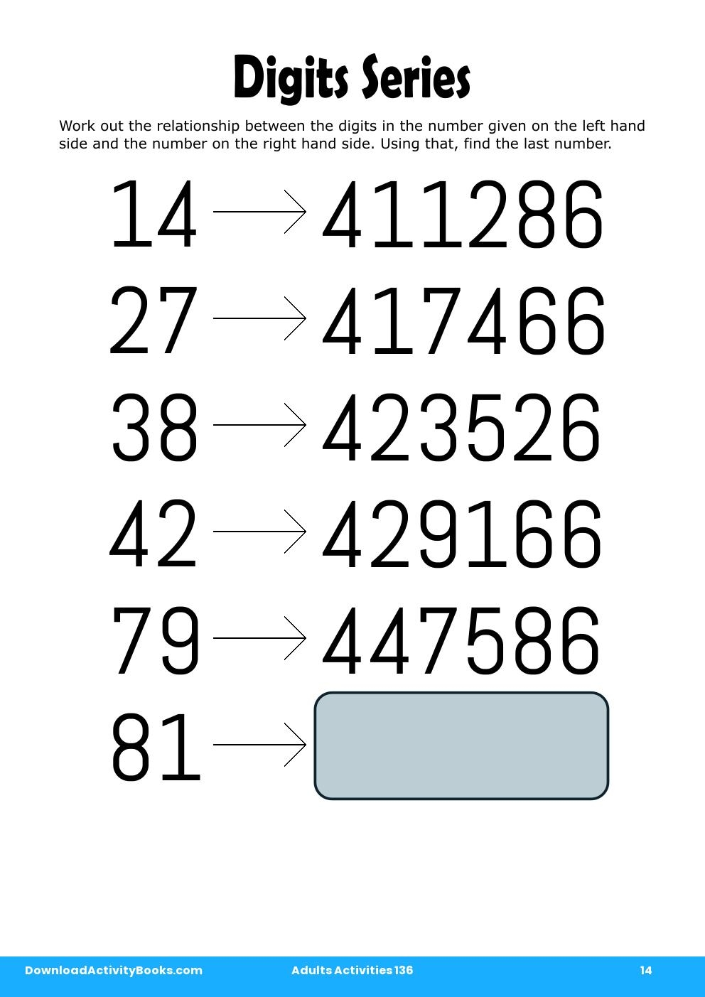 Digits Series in Adults Activities 136