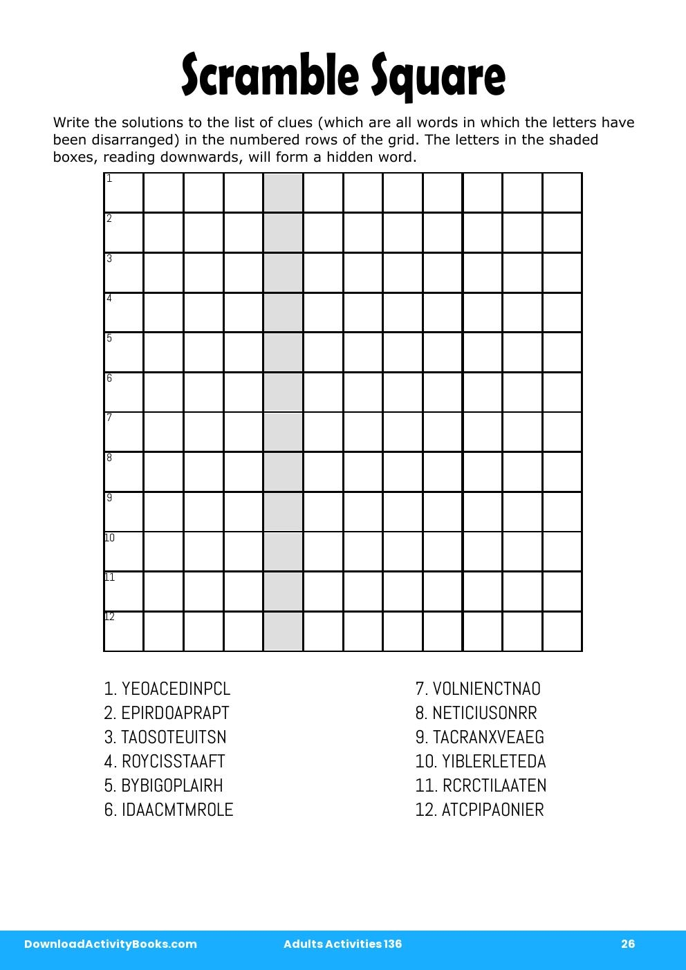 Scramble Square in Adults Activities 136