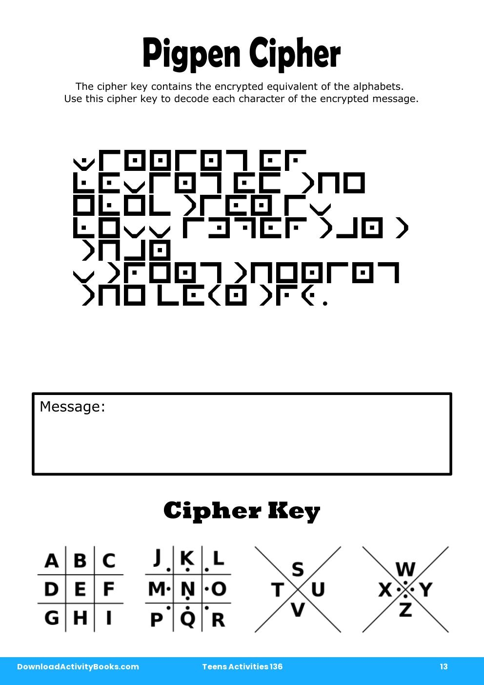 Pigpen Cipher in Teens Activities 136