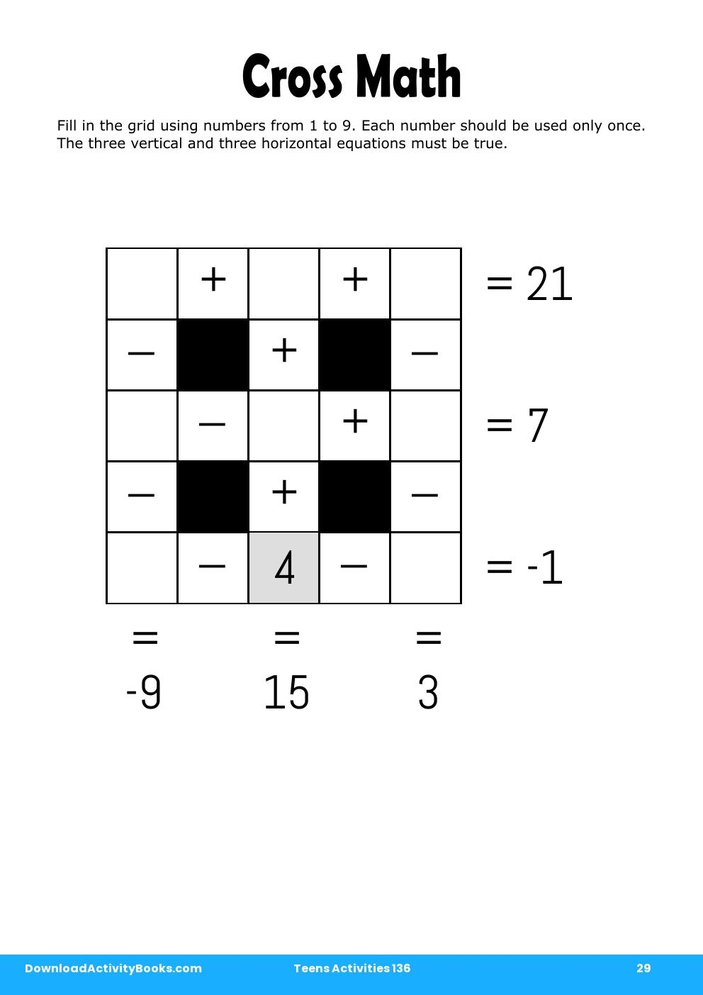 Cross Math in Teens Activities 136