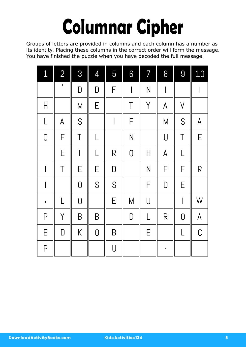 Columnar Cipher in Kids Activities 134