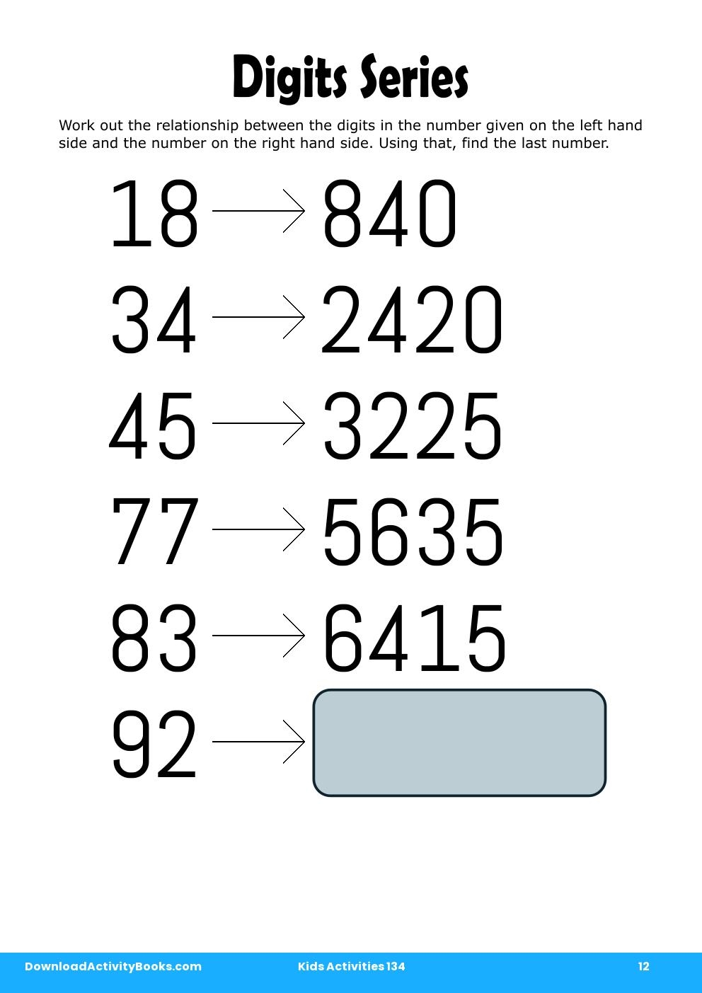 Digits Series in Kids Activities 134